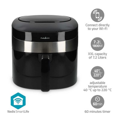 NEDIS  - Friteuse &agrave; air chaud smart life - wi-fi - noir kaaf180bkw