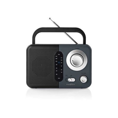 NEDIS  RDFM1300GY Radio FM, 2.4 W, Poign&eacute;e de Transport, Noir/Gris