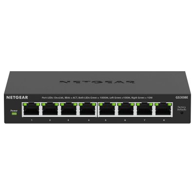 NETGEAR  GS308E G&eacute;r&eacute; L2/L3 Gigabit Ethernet (10/100/1000) Noir, Switch