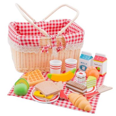  New Classic Toys panier de pique-nique junior 27 cm en bois 24 pi&egrave;ces