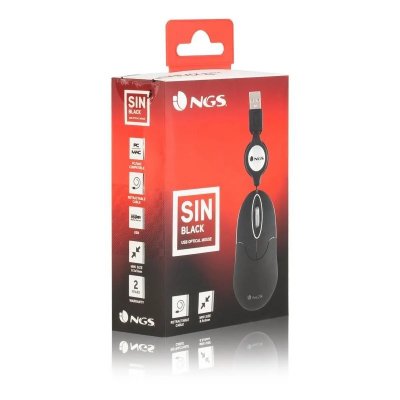 NGS  SIN - Souris - droitiers et gauchers - optique - 3 boutons - filaire - USB - noir 