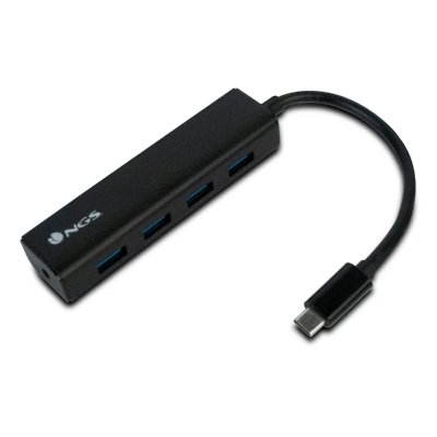 NGS  Wonder Hub USB-C - 4 Ports USB 3.0 - Vitesse de 480 Mbps &agrave; 5 Gbps - Couleur Noir