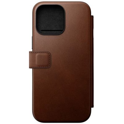 NOMAD  &Eacute;tui de t&eacute;l&eacute;phone portefeuille Modern Leather Folio iPhone 16 Pro Max - Brown