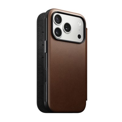 NOMAD  &Eacute;tui Portefeuille pour iPhone 17 Pro MagSafe en Cuir S&eacute;rie Modern Marron