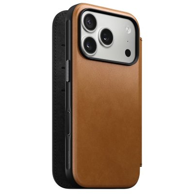 NOMAD  &Eacute;tui Portefeuille pour iPhone 17 Pro MagSafe en Cuir S&eacute;rie Modern Marron clair