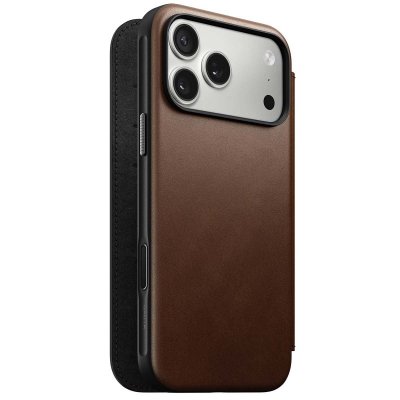 NOMAD  &Eacute;tui Portefeuille pour iPhone 17 Pro Max MagSafe en Cuir S&eacute;rie Modern Marron