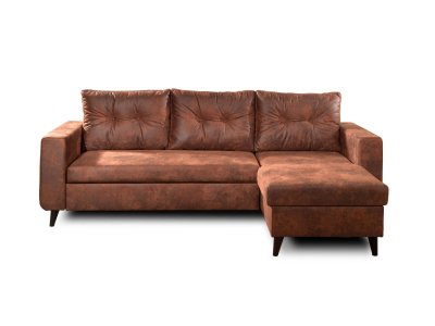NORDIC - Canap&eacute; d'angle r&eacute;versible - 4 places - Convertible - Industriel vintage - Marron