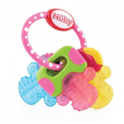 NUBY N&ucirc;by Anneau de dentition cl&eacute;s &agrave; gel r&eacute;frig&eacute;rant rose 