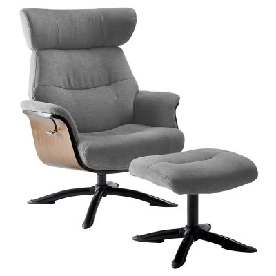 ALTOBUY OBANOS - Fauteuil Inclinable + Repose-Pieds Gris - 