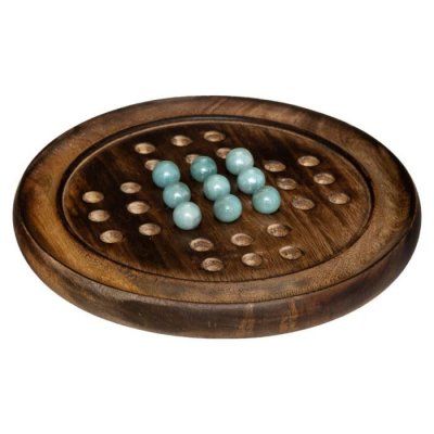 ATMOSPHERA CREATEUR D INTERIEUR Objet d&eacute;coratif Jeu de solitaire avec Support en Bois de Manguier et Billes en Verre