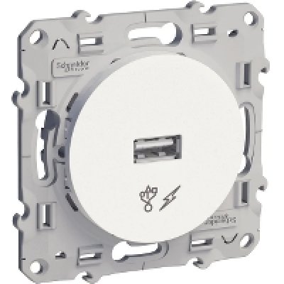 SCHNEIDER ELECTRIC Odace - prise alimentation chargeurs USB blanche - sortie 5V, 1A