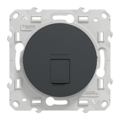 SCHNEIDER ELECTRIC Odace, prise RJ45 Anthracite, grade 3 (multim&eacute;dia) cat. 6 STP, &agrave; vis