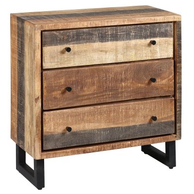 ODILON - Commode 3 Tiroirs Acier et Bois Massif - Altobuy