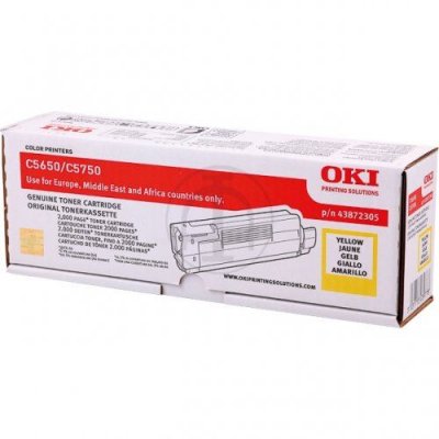 OKI  Toner original, 43872305, jaune