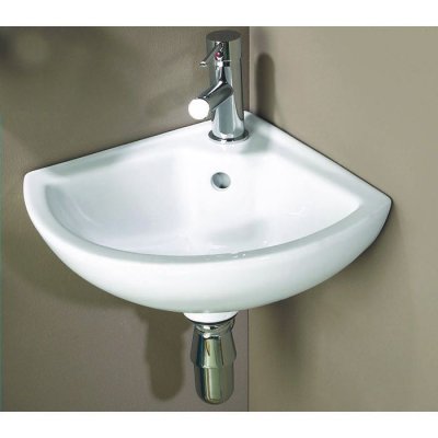 Ond&eacute;e - Lave-mains d'angle en porcelaine blanche - PIVOINE