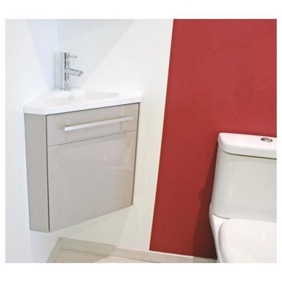 ONDEE - Lave-mains d'angle NINO - 53cm - Taupe - Laqu&eacute; - Livr&eacute; en kit