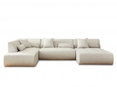 LISA DESIGN Onyx - canap&eacute; modulable panoramique d'angle gauche 7 places - en tissu