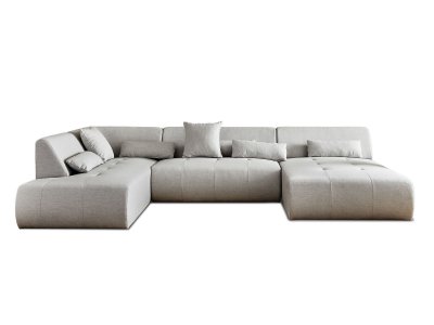 LISA DESIGN Onyx - canap&eacute; panoramique d'angle gauche 7 places - en tissu