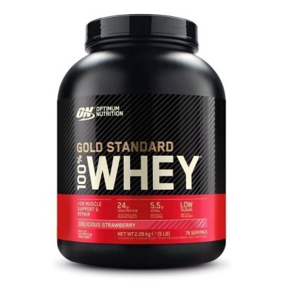 OPTIMUM NUTRITION  100% Whey Gold Standard 2,27kg Fraise - Lactos&eacute;rum