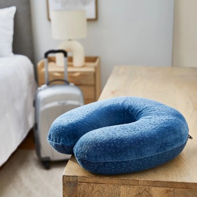 PIKOLIN HOME Oreiller de voyage cervical visco&eacute;lastique 28x28cm 