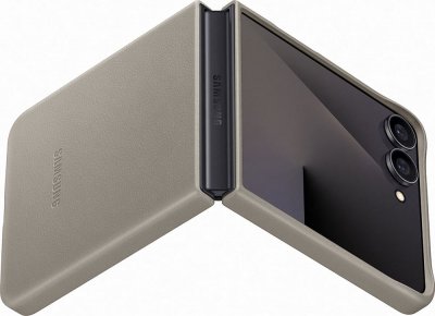 SAMSUNG Original Coque KindSuit en Cuir V&eacute;gan  Galaxy Z Flip 7 - Taupe