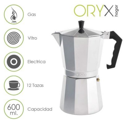 ORYX  Cafeti&egrave;re 12 Tasses, Aluminium, Argent, 18 x 27 x 14 cm