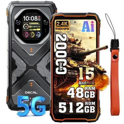 OSCAL  TANK 1 - Smartphone robuste 5G 6.78 FHD+ 20000mAh 16Go/512Go 55W &eacute;cran secondaire - Orange