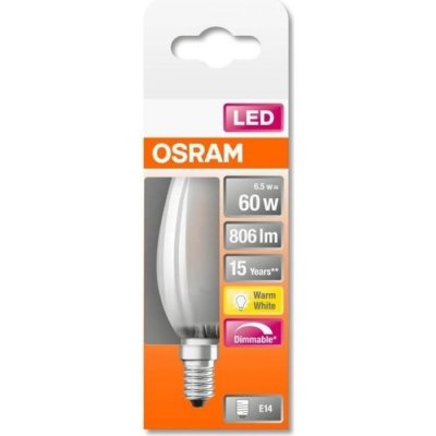 OSRAM  Ampoule LED Flamme verre d&eacute;poli variable 6,5W=60 E14 chaud