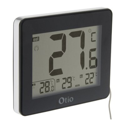 OTIO -Thermom&egrave;tre int&eacute;rieur/Ext&eacute;rieur filaire Noir - 