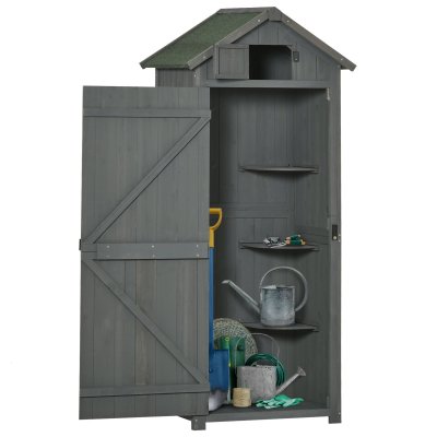 OUTSUNNY  - Armoire abri de jardin - Bois - 77x54.2x179cm - Gris