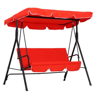 OUTSUNNY  Balancelle de Jardin 3 Places Rouge avec Toit Imperm&eacute;able Inclinable en Acier Aosom France