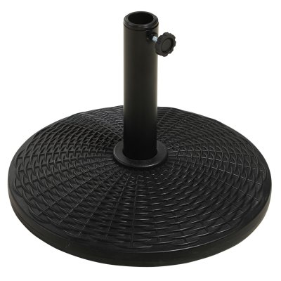 OUTSUNNY  Pied de Parasol Rond Base de lestage &Oslash; 44,5 x 32 cm r&eacute;sine Imitation rotin Noir Bronze