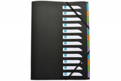 ELBA OXFORD Trieur Standard Memphis A4 12 Positions Couverture Polypro Noir