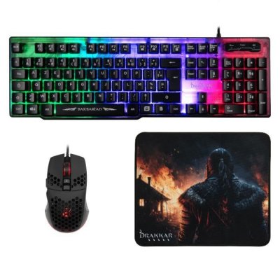 KONIX Pack 3 En 1 Barbarian  Drakkar Clavier + Souris + Tapis De Souris 