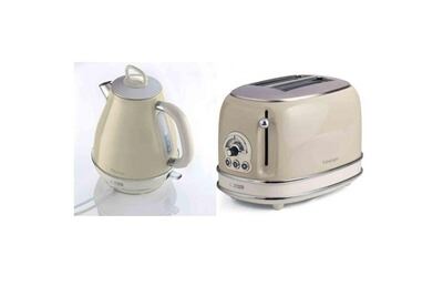 ARIETE Pack  Bouilloire &eacute;lectrique 1L + Grille-Pain Acier Beige Vintage R&eacute;tro