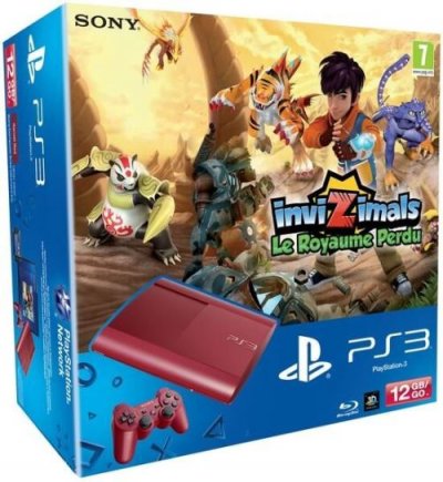 Pack Console Playstation 3 (12 Go) Rouge & Invizimals: Le Royaume Perdu