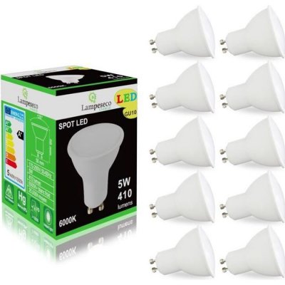 LAMPESECOENERGIE Pack de 10 Ampoules Led GU10 5W eq. 50W Halog&egrave;ne Blanc Froid 120&deg;