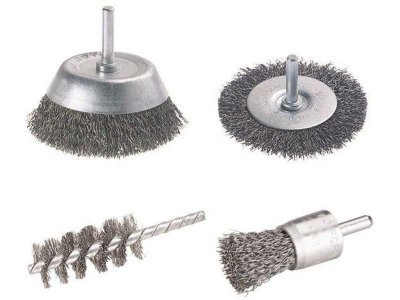 WOLFCRAFT Pack de 4 brosses fil d'acier queue  2133000 &Oslash;6 mm