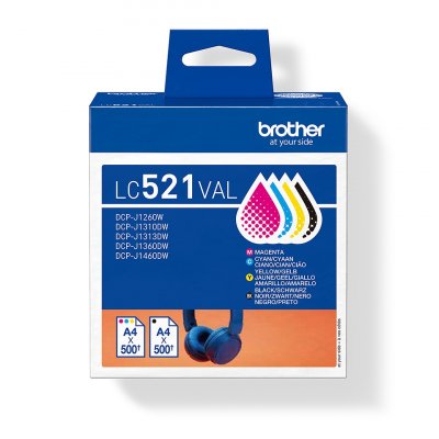 BROTHER Pack de 4 Cartouches d'encre  LC521VAL 