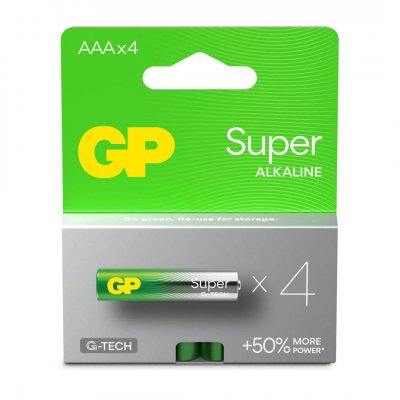 GP BATTERIES Pack De 4 Piles AAA/LR03 - Alcaline Super - G-Tech - Carton FSC
