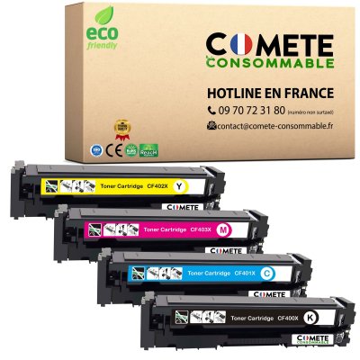 COMETE CONSOMMABLE Pack de 4 TONERS 201X PREMIUM CF400/401/402/403X