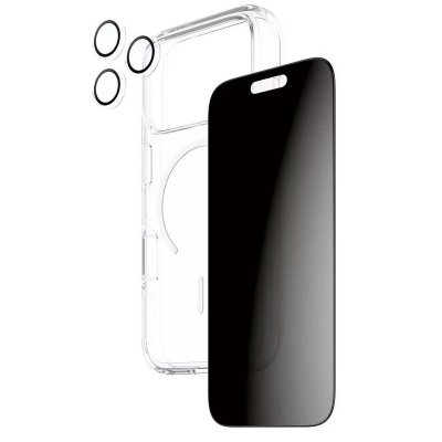 PANZERGLASS Pack de Protection 3-en-1 pour iPhone 17 Pro Mod&egrave;le Flagship Confidentialit&eacute; Noir transparent