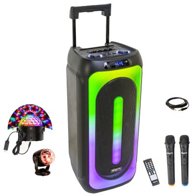 MOOVING LIGHT & SOUND Pack Enceinte Portable Karaoke USB Bluetooth MS-MAGIC-SOUND1000 TWS 1000W 2 Micros - Effet Astro LED