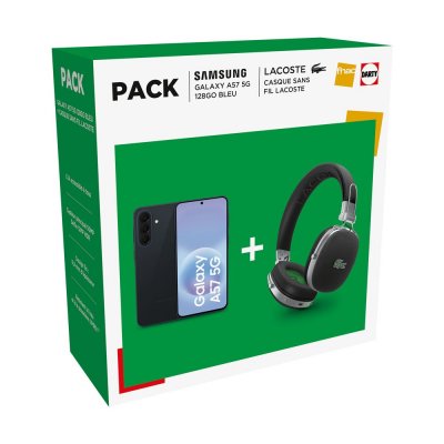 SAMSUNG Pack Galaxy A57 6.7"" 5G Nano SIM 128 Go Gris + Casque sans fil Lacoste