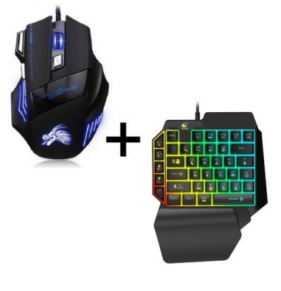 Pack Gamer pour PC (Mini Clavier Gamer + Souris Gamer Avec Fil) QWERTY USB LED Gaming