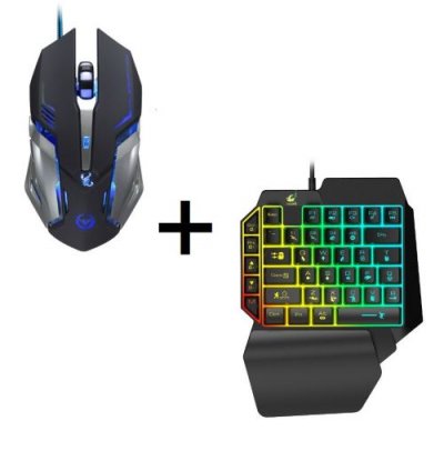  Pack Gamer pour PC (Souris Gamer Metal + Mini Clavier Gamer) QWERTY USB LED Gaming