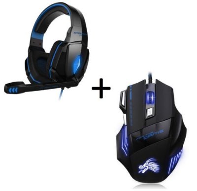  Pack Gaming pour PC MSI (Souris Gamer 6 Boutons + Casque Gamer avec Micro et Telecommande)