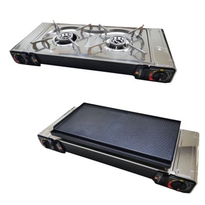INCASA PACK  R&eacute;chaud &agrave; gaz portable + Plancha / Grill pour r&eacute;chaud &agrave; gaz