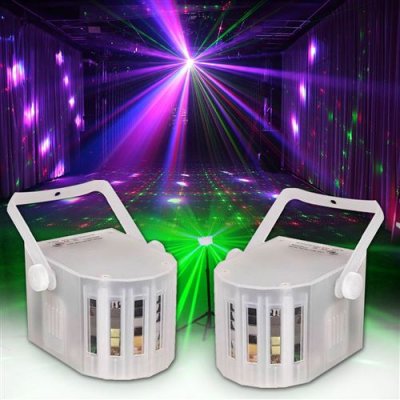LYTOR PACK Jeux de lumi&egrave;re Sono DJ LIGHT 2 EFFETS DERBY Noir 4 LEDs RGBW