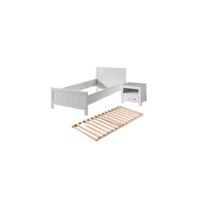 Pack - Lit Enfant, Sommier &amp; Chevet ""erik"" 90x200cm Blanc - Paris Prix